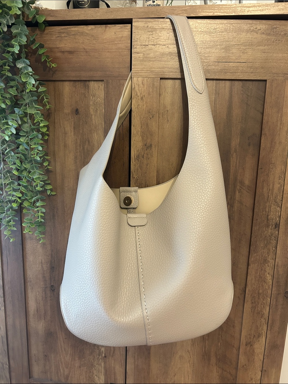 Minimalist Cream Hobo Shoulder Bag